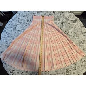 Society22 Pink White Plaid Pleated Knit Sweater Midi Skirt Womens Medium